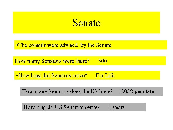 Senate • The consuls were advised by the Senate. How many Senators were there?