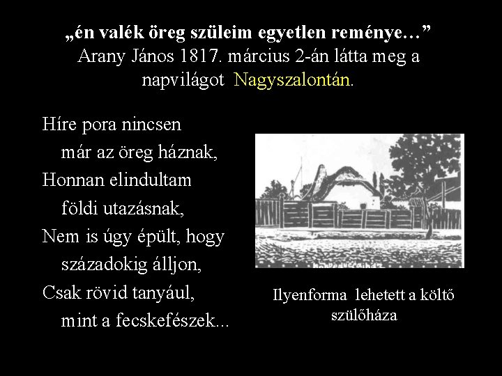 „én valék öreg szüleim egyetlen reménye…” Arany János 1817. március 2 -án látta meg „én valék öreg szüleim egyetlen reménye…” Arany János 1817. március 2 -án látta meg