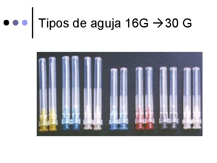 Tipos de aguja 16 G 30 G 