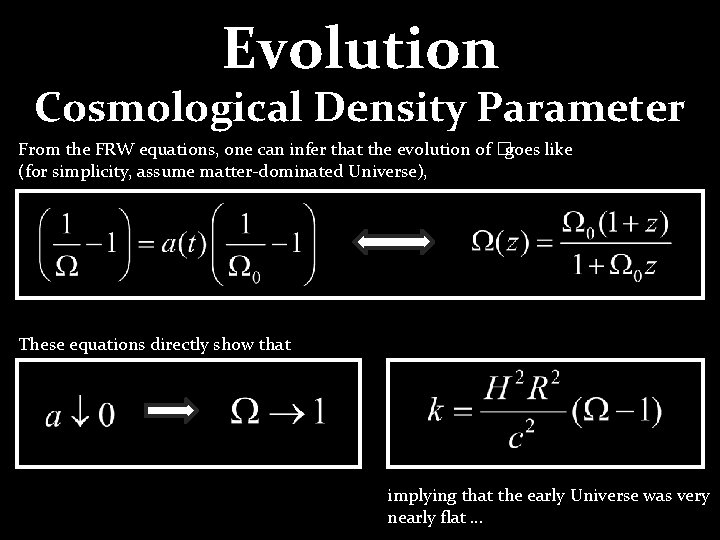 Evolution Cosmological Density Parameter From the FRW equations, one can infer that the evolution Evolution Cosmological Density Parameter From the FRW equations, one can infer that the evolution