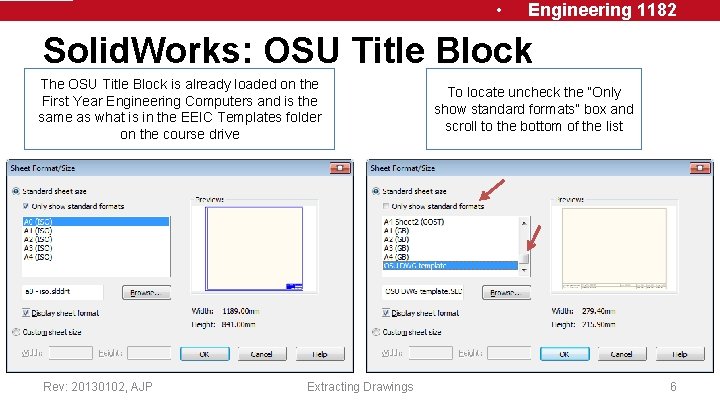 • Engineering 1182 Solid. Works: OSU Title Block The OSU Title Block is • Engineering 1182 Solid. Works: OSU Title Block The OSU Title Block is