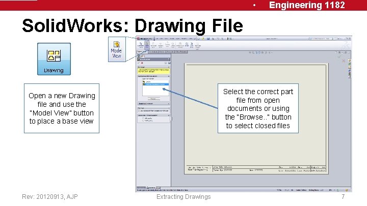 • Engineering 1182 Solid. Works: Drawing File Select the correct part file from • Engineering 1182 Solid. Works: Drawing File Select the correct part file from
