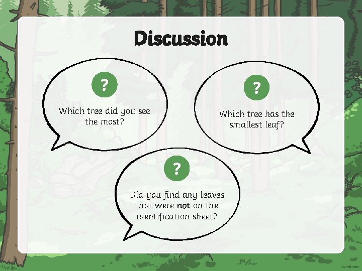 Discussion ? ? Which tree did you see the most? Which tree has the