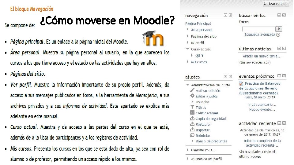 ¿Cómo moverse en Moodle? 