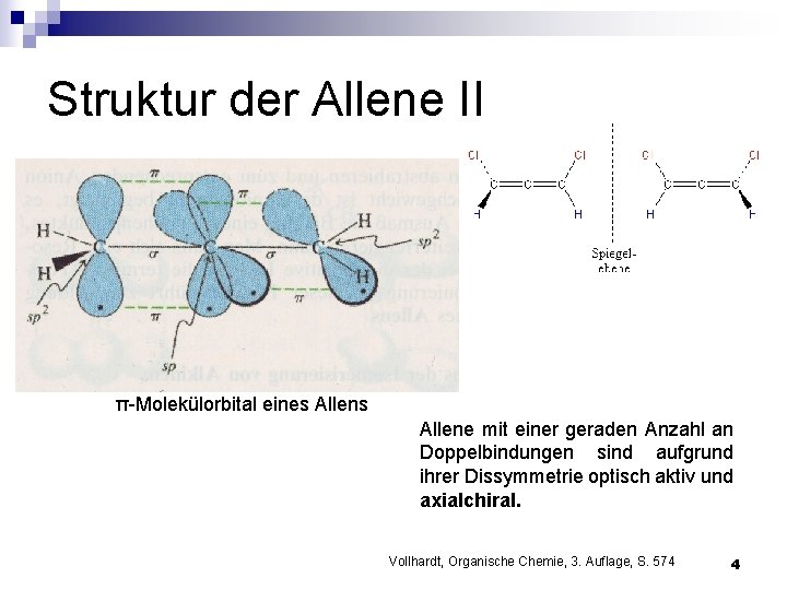 Struktur der Allene II π-Molekülorbital eines Allene mit einer geraden Anzahl an Doppelbindungen sind