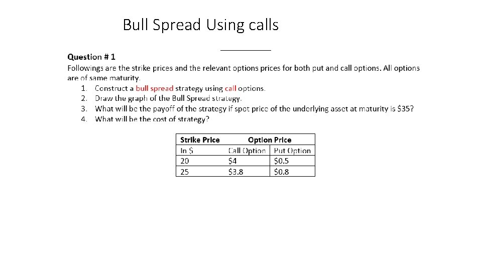 Bull Spread Using calls 