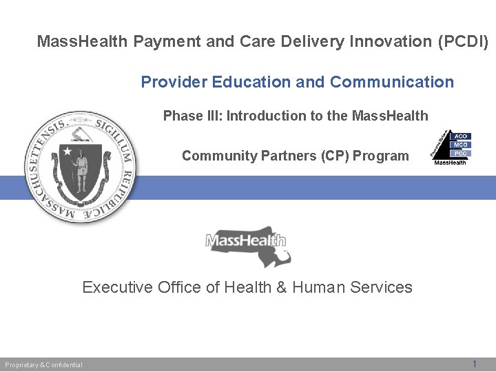 Mass Health Payment and Care Delivery Innovation PCDI