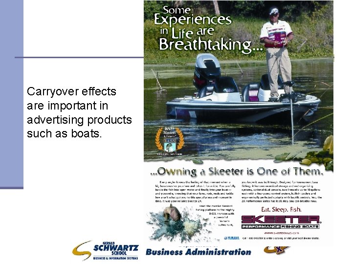 Carryover effects are important in advertising products such as boats. 