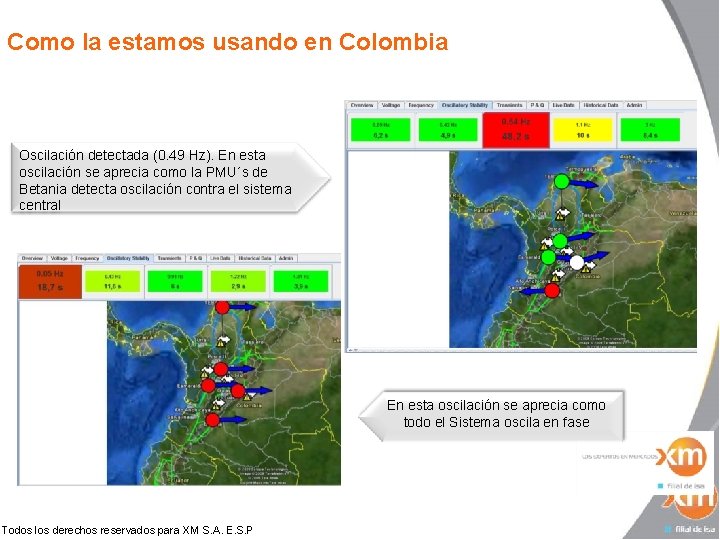 Como la estamos usando en Colombia Oscilación detectada (0. 49 Hz). En esta oscilación