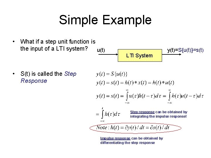 Simple Example • What if a step unit function is the input of a