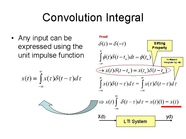 Convolution Integral • Any input can be expressed using the unit impulse function Proof: