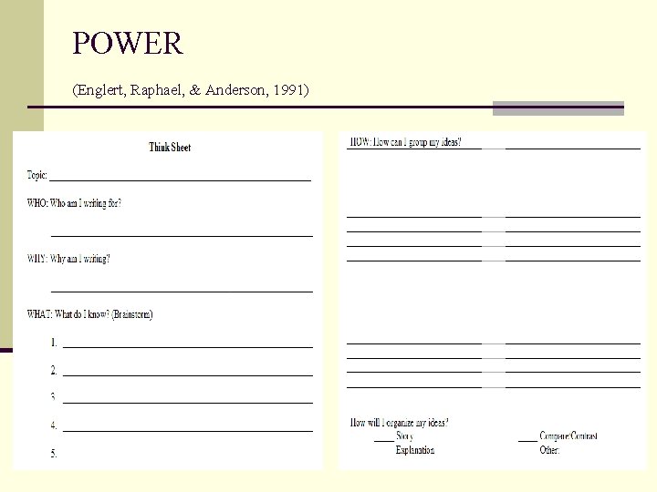 POWER (Englert, Raphael, & Anderson, 1991) 