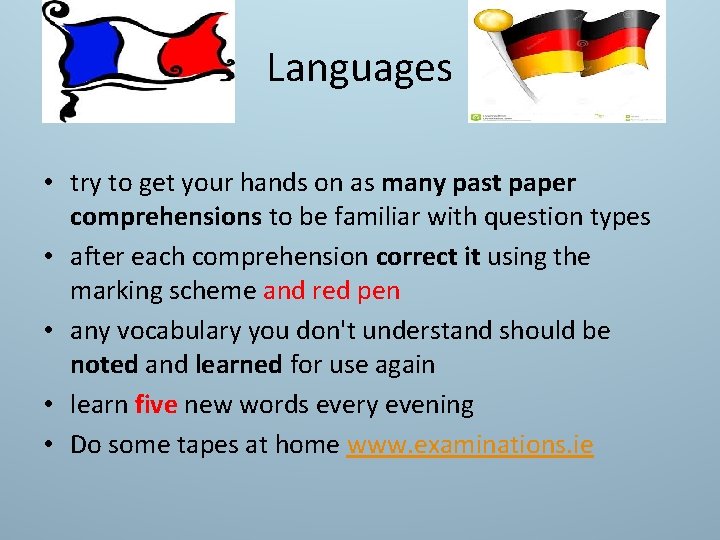 Languages • try to get your hands on as many past paper comprehensions to