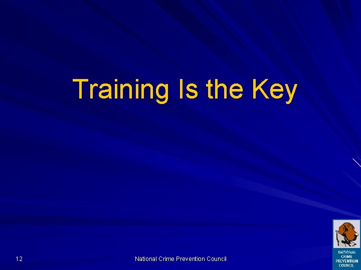 Training Is the Key 12 National Crime Prevention Council 