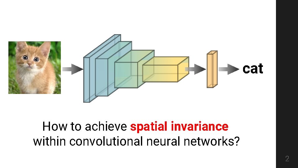 cat How to achieve spatial invariance within convolutional neural networks? 2 