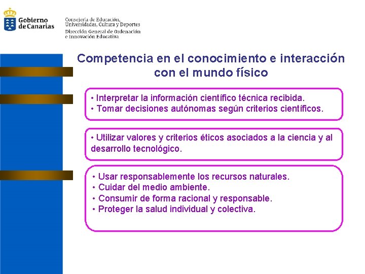 Competencia en el conocimiento e interacción con el mundo físico • Interpretar la información