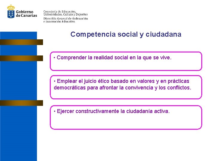 Competencia social y ciudadana • Comprender la realidad social en la que se vive.