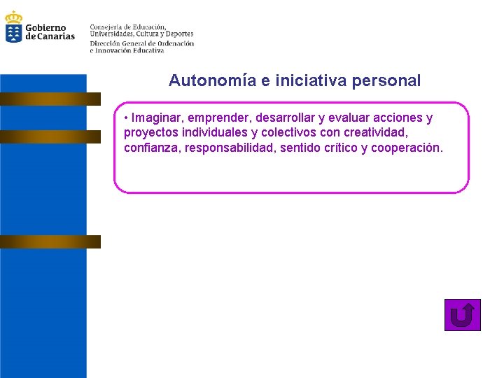 Autonomía e iniciativa personal • Imaginar, emprender, desarrollar y evaluar acciones y proyectos individuales