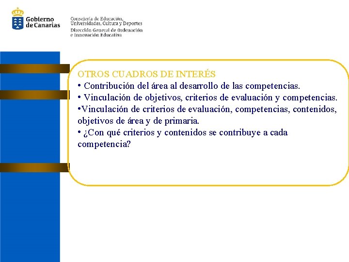 OTROS CUADROS DE INTERÉS • Contribución del área al desarrollo de las competencias. •