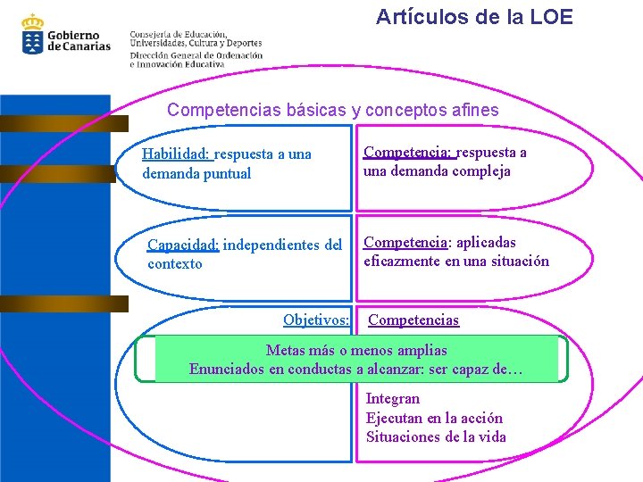 Artículos de la LOE Competencias básicas y conceptos afines Habilidad: respuesta a una demanda