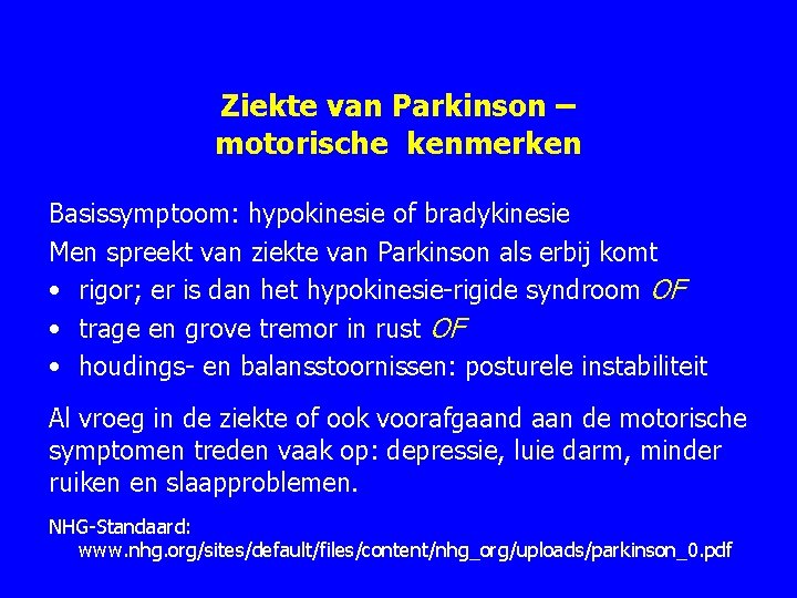 Ziekte van Parkinson en parkinsonisme www medifarm nl