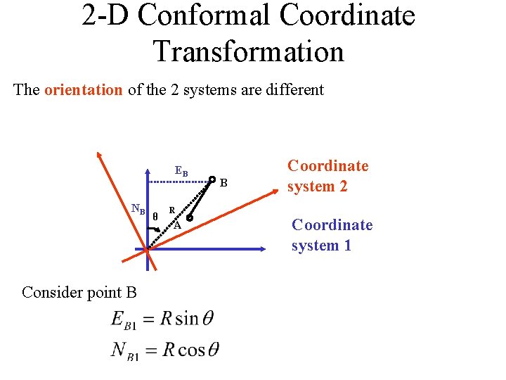 2 -D Conformal Coordinate Transformation The orientation of the 2 systems are different EB