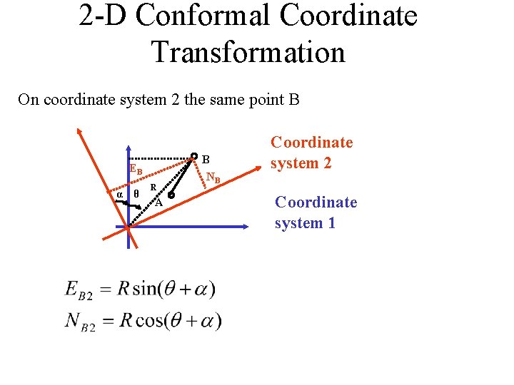 2 -D Conformal Coordinate Transformation On coordinate system 2 the same point B EB
