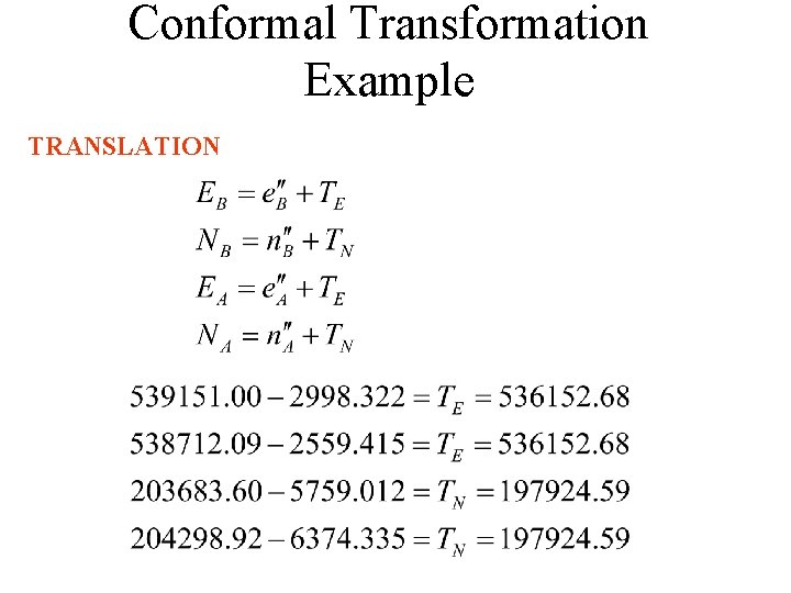 Conformal Transformation Example TRANSLATION 