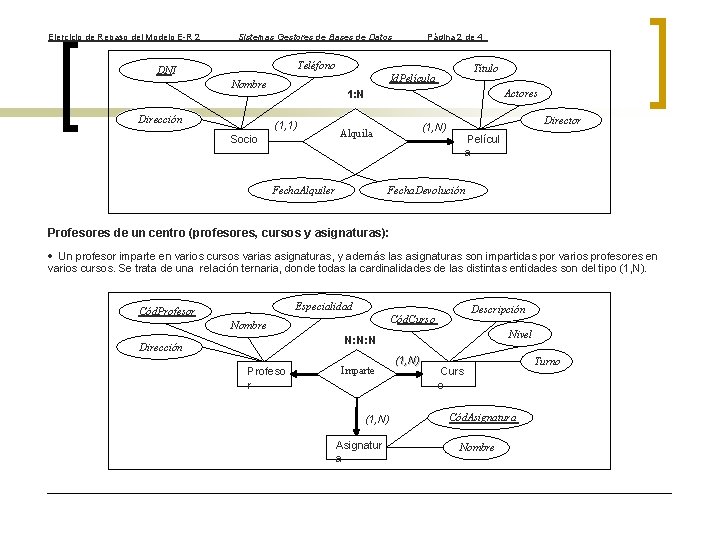 Ejercicio de Repaso del Modelo E-R 2 Sistemas Gestores de Bases de Datos Página