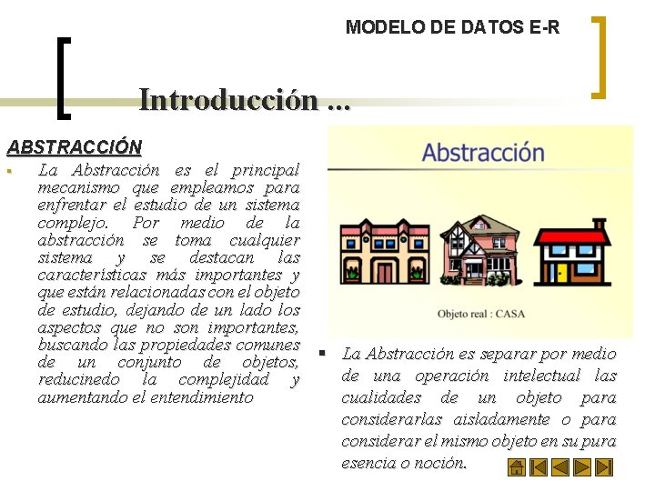 MODELO DE DATOS E-R Introducción. . . ABSTRACCIÓN § La Abstracción es el principal