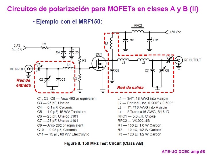 Circuitos de polarización para MOFETs en clases A y B (II) • Ejemplo con