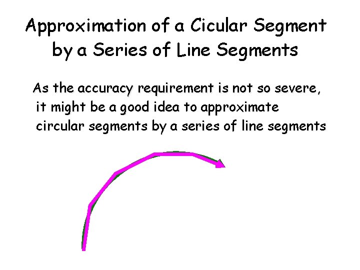 Approximation of a Cicular Segment by a Series of Line Segments As the accuracy Approximation of a Cicular Segment by a Series of Line Segments As the accuracy