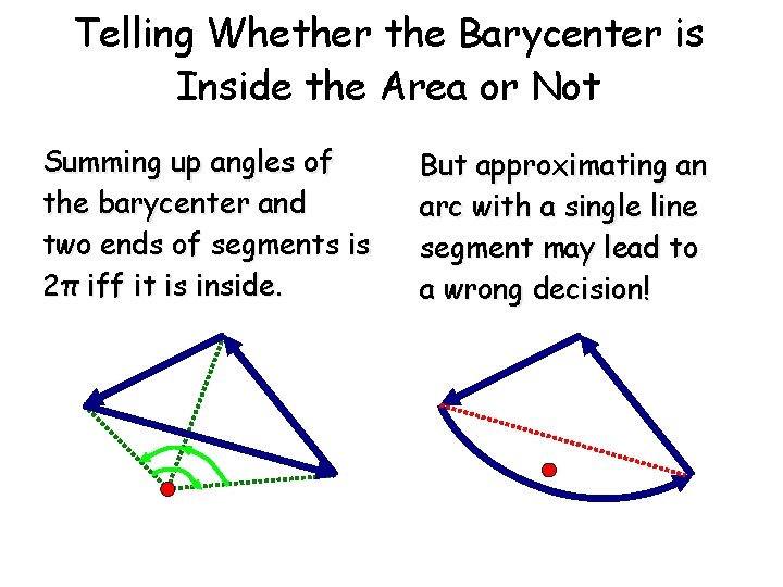Telling Whether the Barycenter is Inside the Area or Not Summing up angles of Telling Whether the Barycenter is Inside the Area or Not Summing up angles of