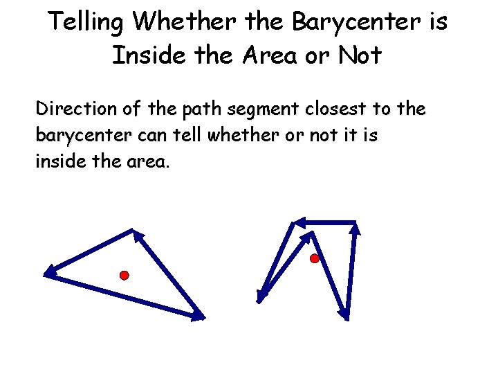 Telling Whether the Barycenter is Inside the Area or Not Direction of the path Telling Whether the Barycenter is Inside the Area or Not Direction of the path