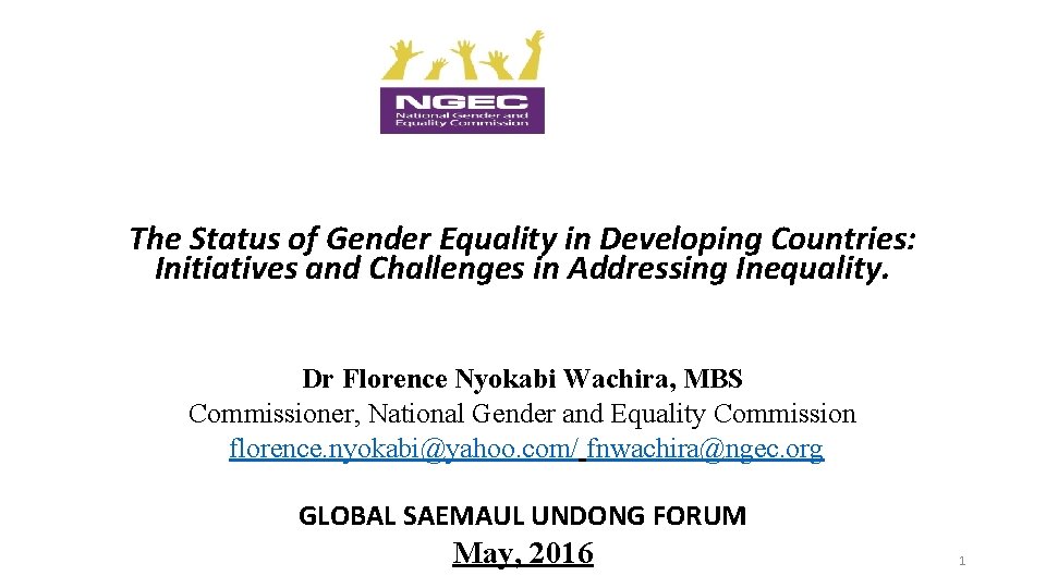 The Status of Gender Equality in Developing Countries: Initiatives and Challenges in Addressing Inequality.