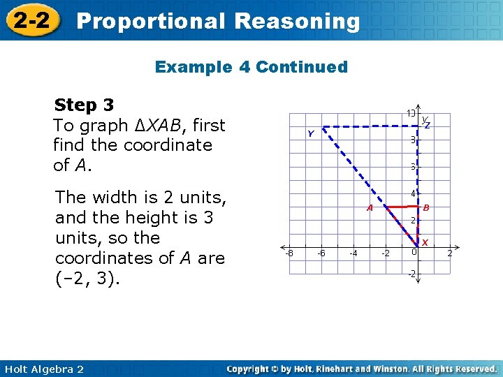 2 -2 Proportional Reasoning Example 4 Continued Step 3 To graph ∆XAB, first find