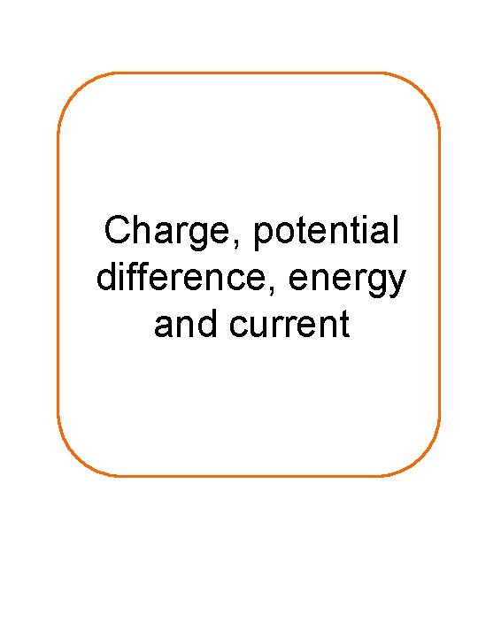Charge, potential difference, energy and current 