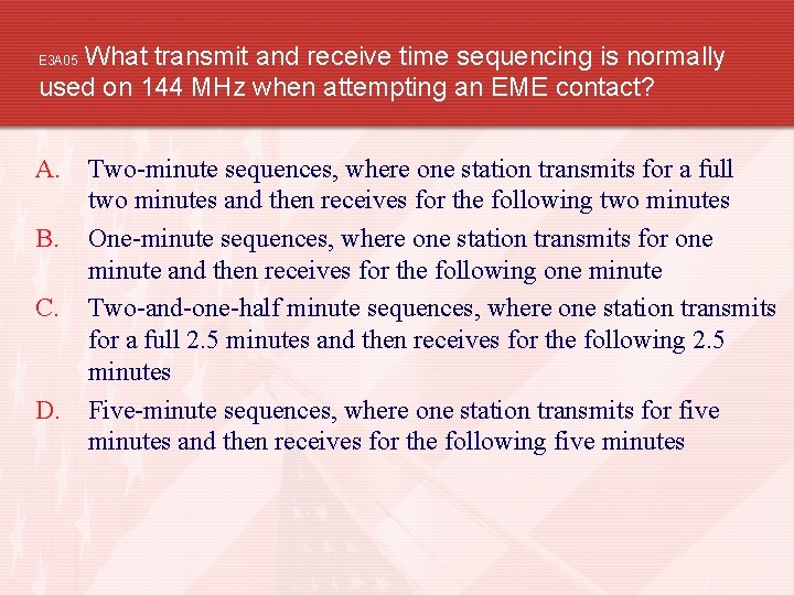 What transmit and receive time sequencing is normally used on 144 MHz when attempting