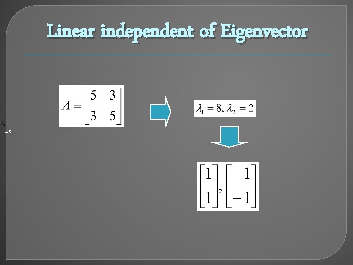 Linear independent of Eigenvector =5, 