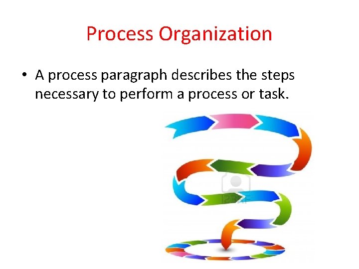 Process Organization • A process paragraph describes the steps necessary to perform a process
