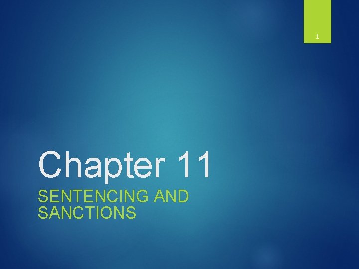 1 Chapter 11 SENTENCING AND SANCTIONS 