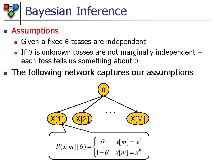 Bayesian Inference n Assumptions n n n Given a fixed tosses are independent If