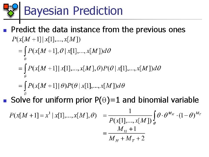 Bayesian Prediction n Predict the data instance from the previous ones n Solve for