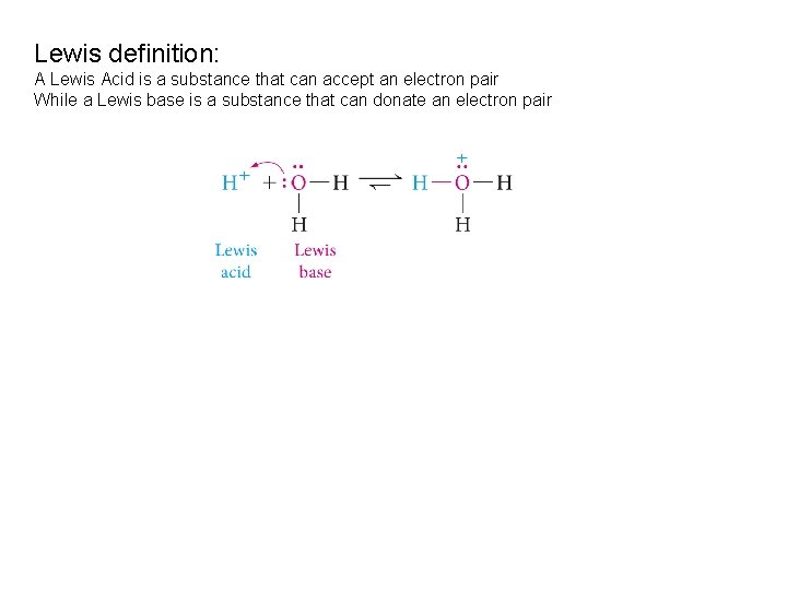 Lewis definition: A Lewis Acid is a substance that can accept an electron pair