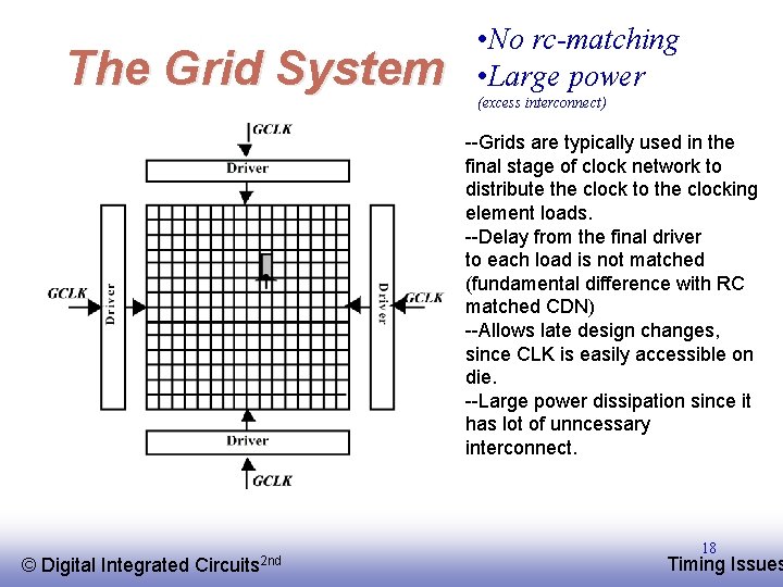 The Grid System • No rc-matching • Large power (excess interconnect) --Grids are typically