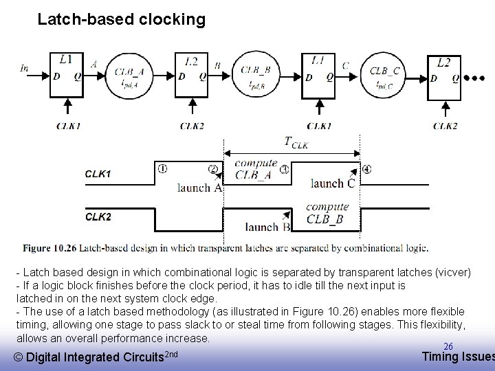 Latch-based clocking - Latch based design in which combinational logic is separated by transparent