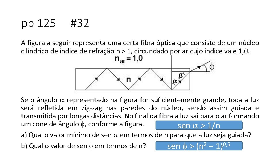 pp 125 #32 A figura a seguir representa uma certa fibra óptica que consiste