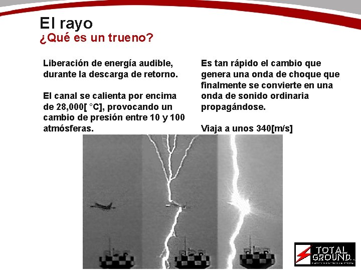 El rayo ¿Qué es un trueno? Liberación de energía audible, durante la descarga de