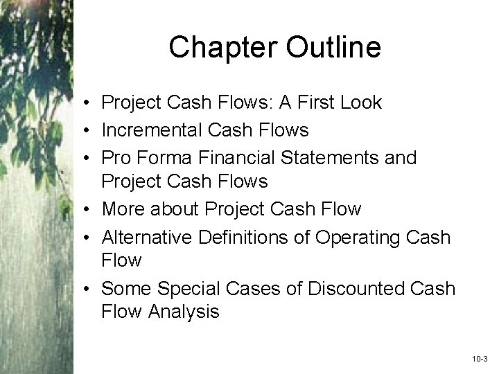 Chapter Outline • Project Cash Flows: A First Look • Incremental Cash Flows •