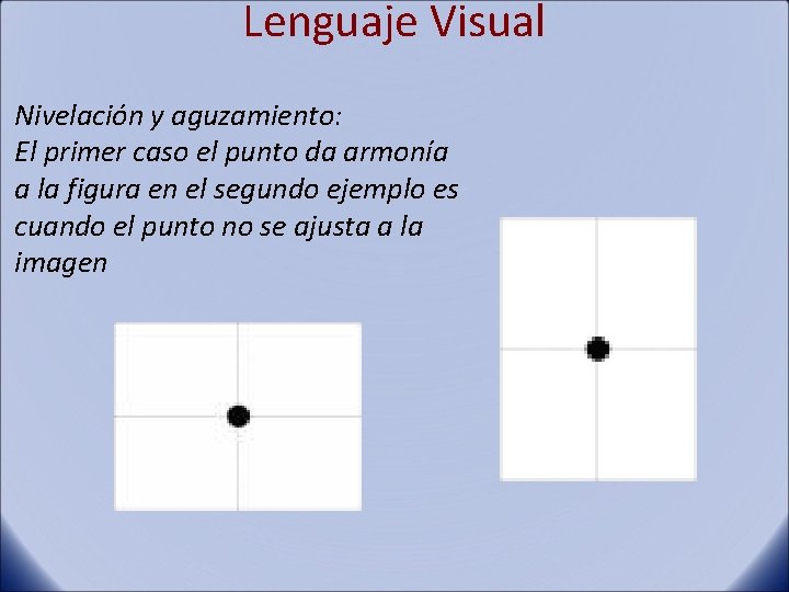 Lenguaje Visual Nivelación y aguzamiento: El primer caso el punto da armonía a la